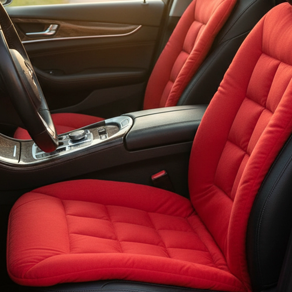 طقم فرش كراسى قطيفة 2 قطعة لون احمر