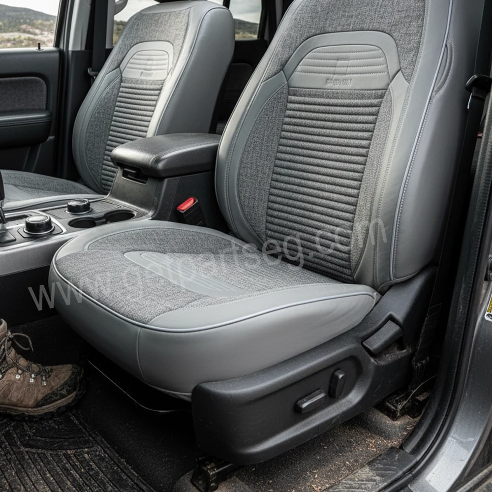 طقم كسوة كراسى جلد كتان  - لون رصاصى