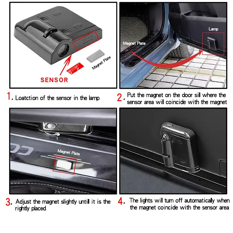 طقم إضاءة ترحيبية لباب السيارة (2 قطعة) - بروجيكتور لوجو LED ماركة Audi