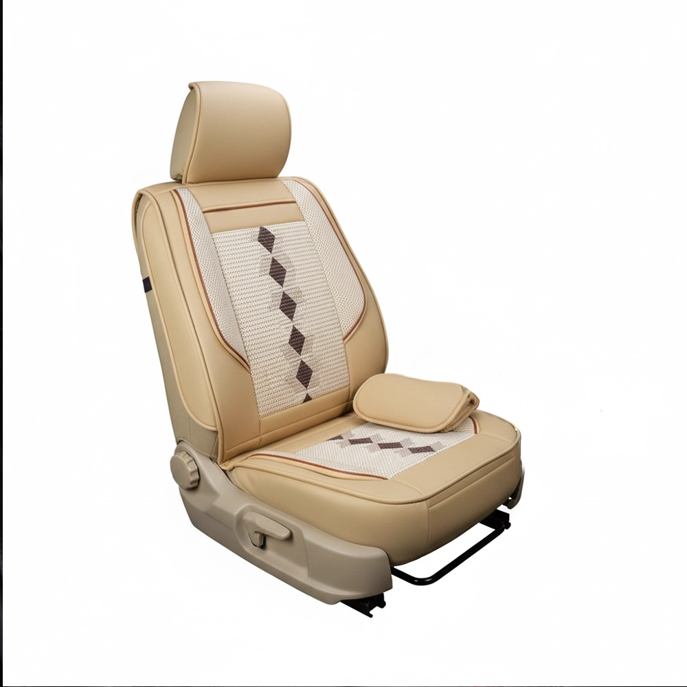 طقم كسوة كراسى جلد كتان  - لون بيج