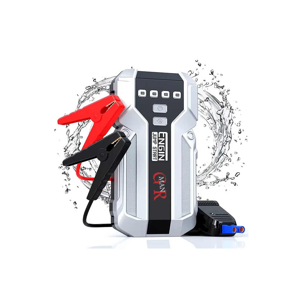 مشغل سيارة محمول 12 فولت وPower Bank للطوارئ –من GR مزود بمشابك حماية ذكية وكشاف LED