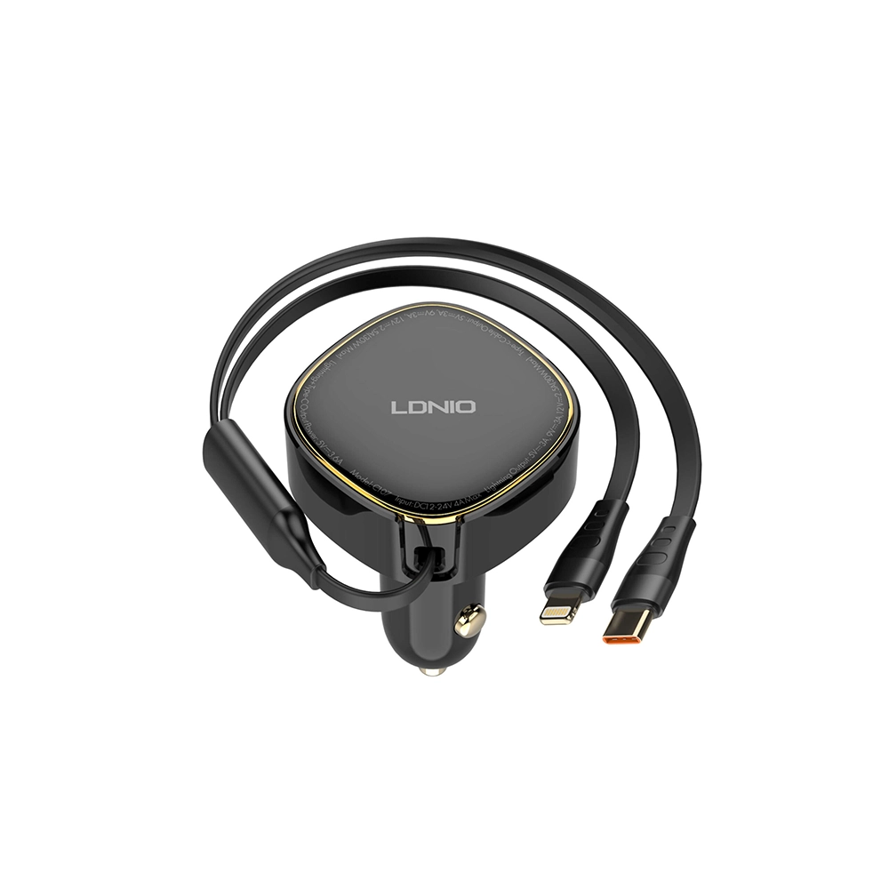 شاحن سيارة لدنيو LDNIO C107 بقوة 30 واط – منفذ USB-C ومنفذ USB-A يدعم الشحن السريع PD & QC 3.0 بتصميم عصري وأمان متكامل