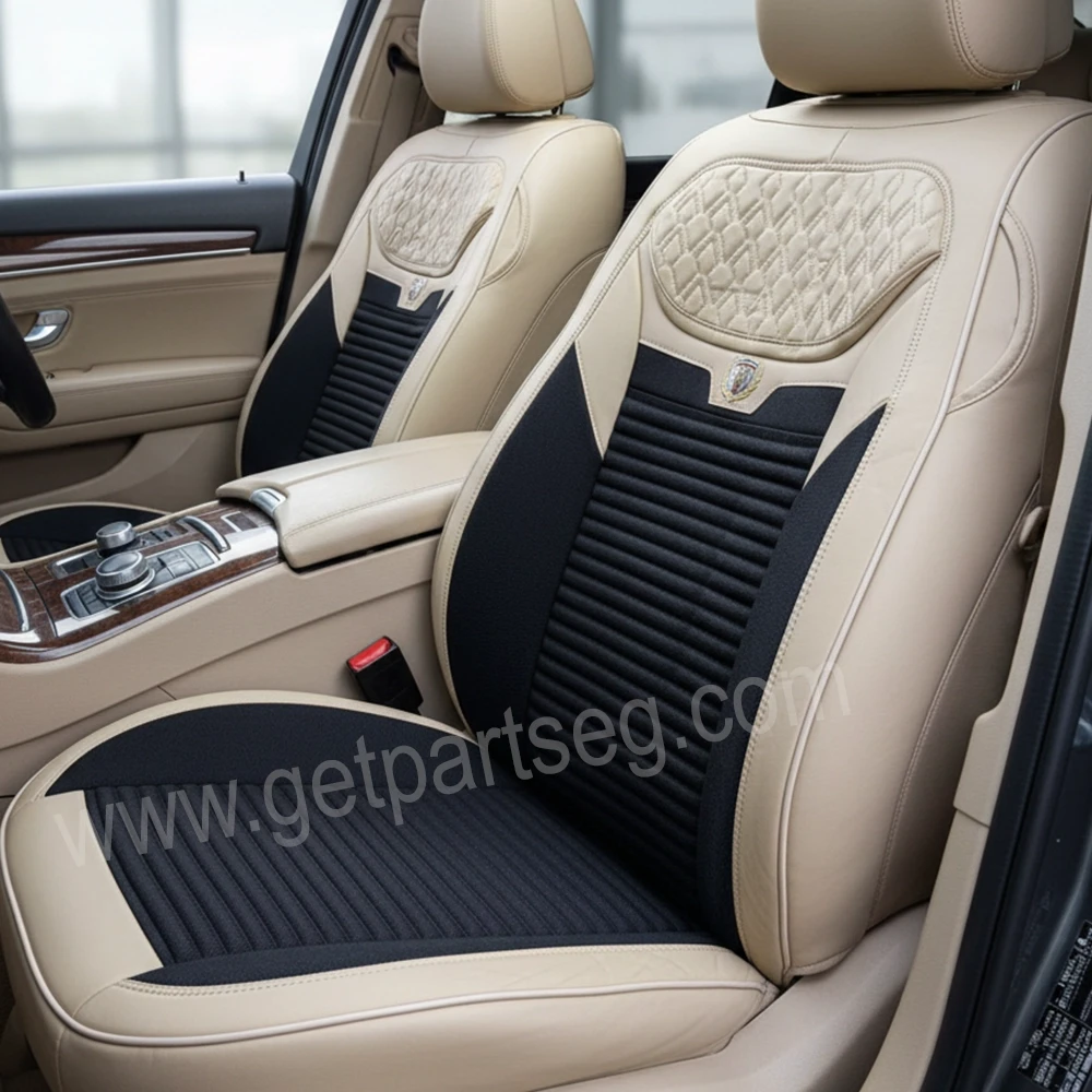 طقم كسوة كراسى جلد  - لون بيج * أسود