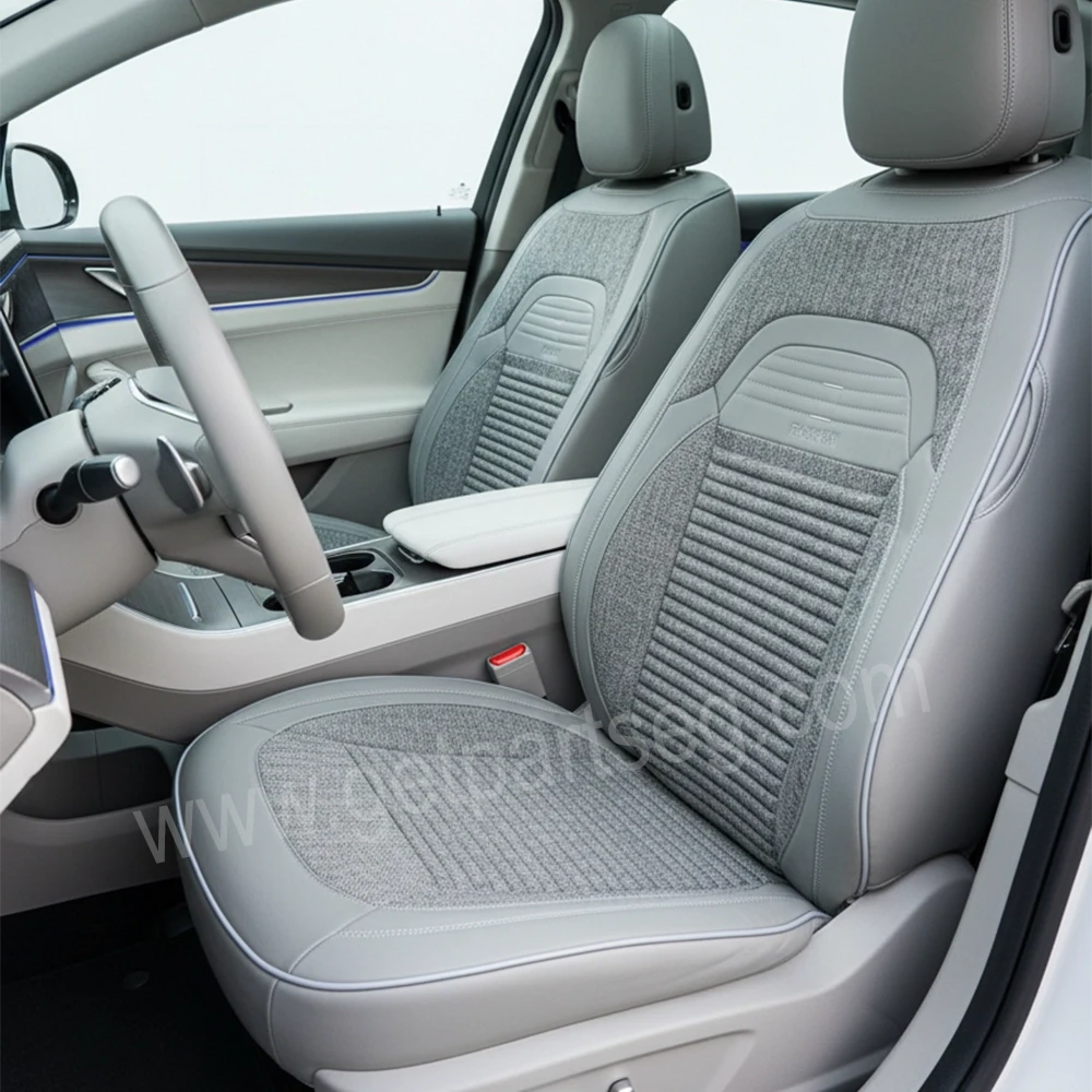 طقم كسوة كراسى جلد كتان  - لون رصاصى