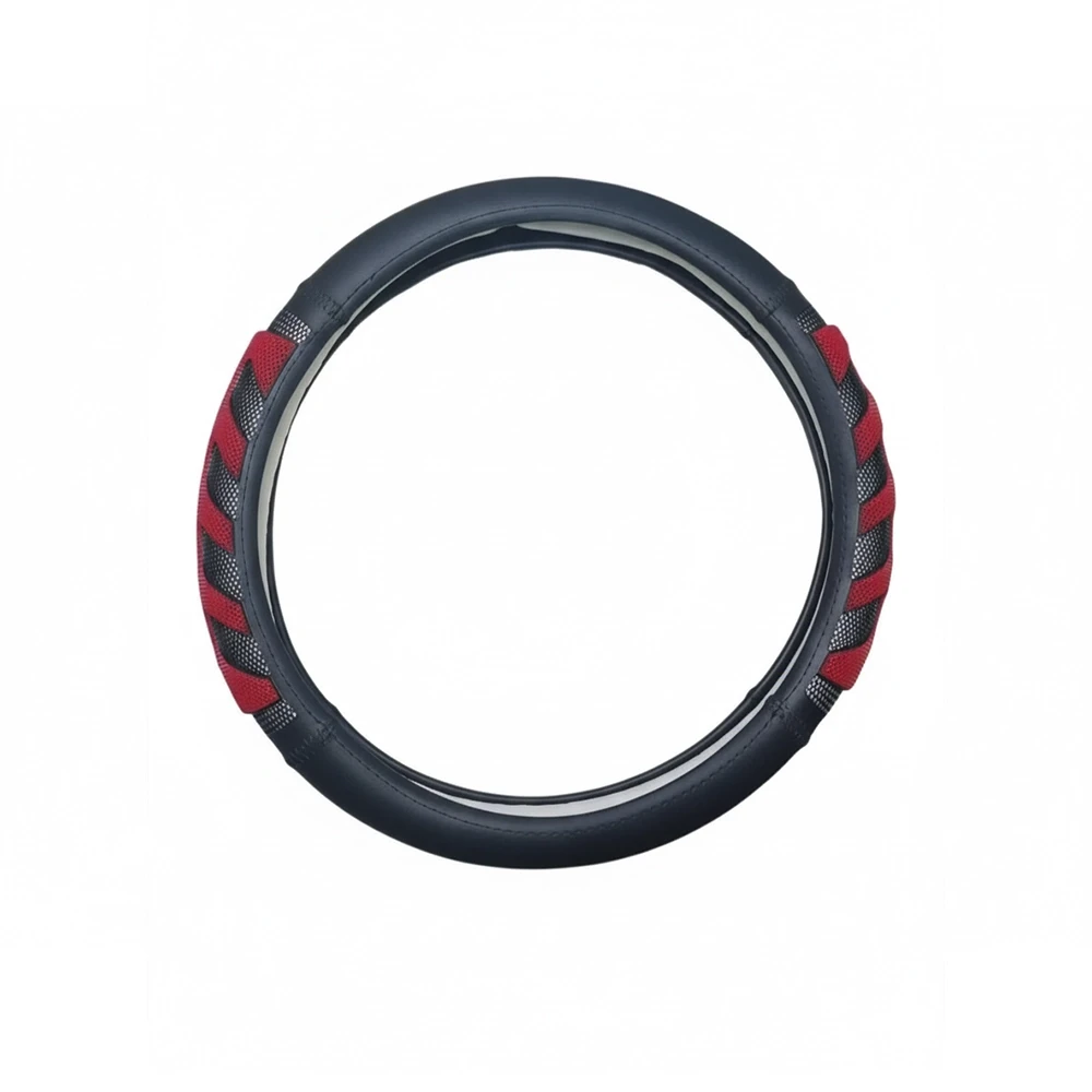 جراب طارة جلد دائرى لون اسود * أحمر - كفر دركسيون فخم بتصميم عصري وملمس مريح